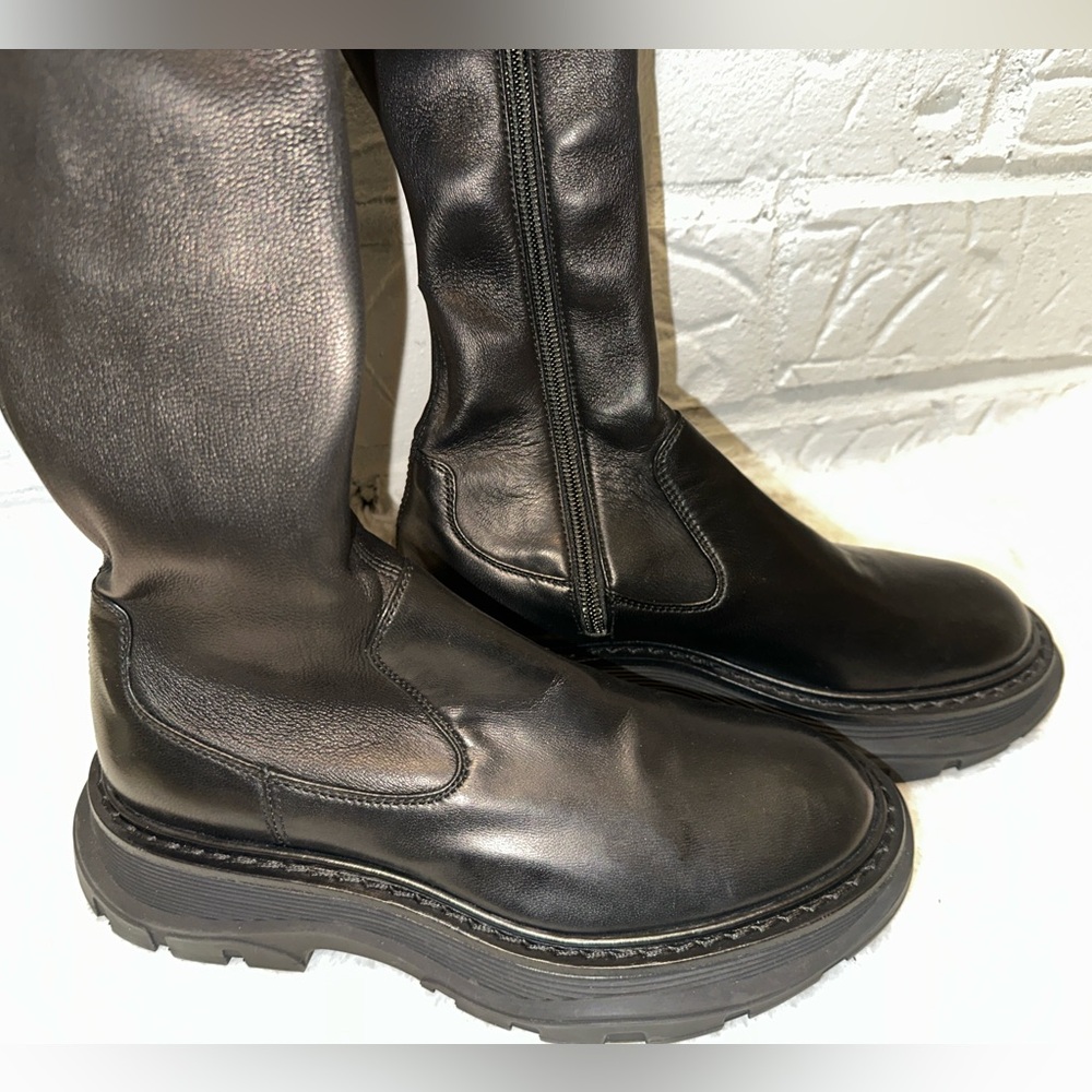 ALEXANDER MCQUEEN Tread Leather Over-The-Knee Boots Size 36 - Picture 12 of 16